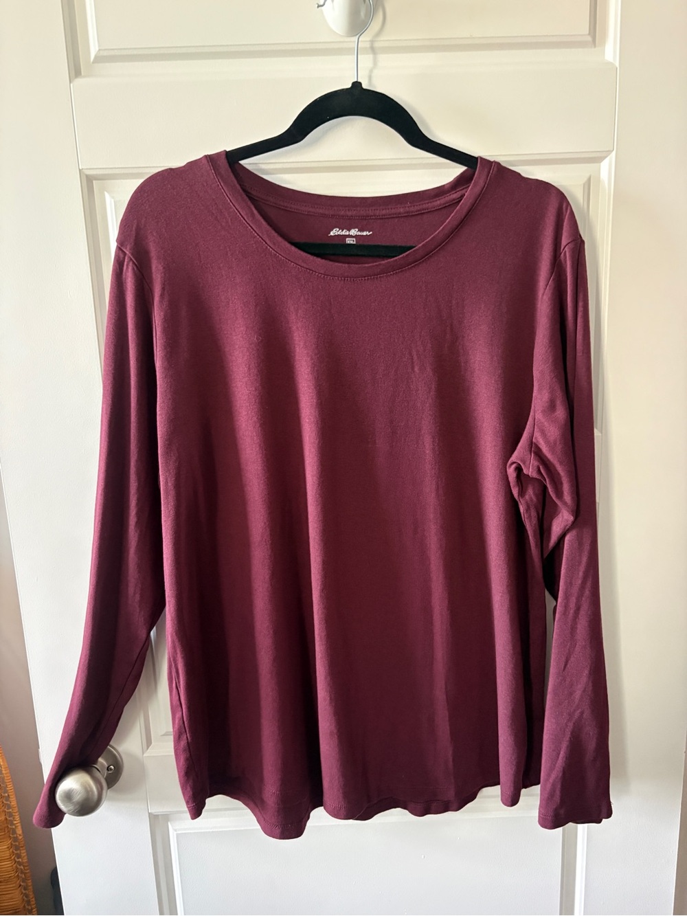 Eddie Bauer Women’s Plus Long Sleeve Crewneck Tee in Deep Wine